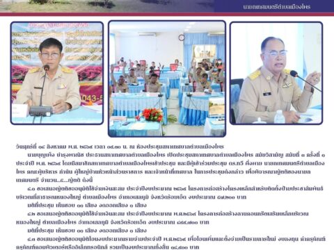 ประชุมสภาเทศบาลตำบลเมืองไพร สมัยวิสามัญ สมัยที่ ๓ ครั้งที่ ๑ ประจำปี พ.ศ. ๒๕๖๙